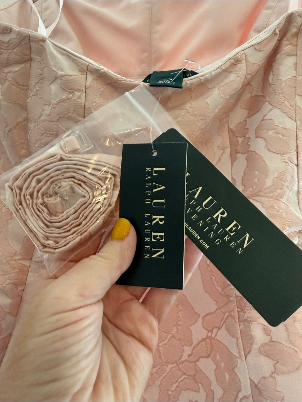 Lauren Ralph Lauren Blush Pink Textured Strapless Evening Gown size 12 NWT $200 - Picture 5 of 6